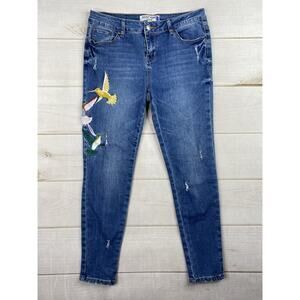 Velvet Heart Jeans Womens 28 Sadie Mid Rise Super Skinny Embroidered Butterfly